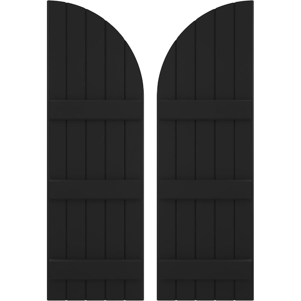Ekena Millwork Americraft 5-Board (3 Batten) Wood Joined Board-n-Batten Shutters w/ Arch Top, ARW401BQ518X77BLH, PR ARW401BQ518X77BLH - main